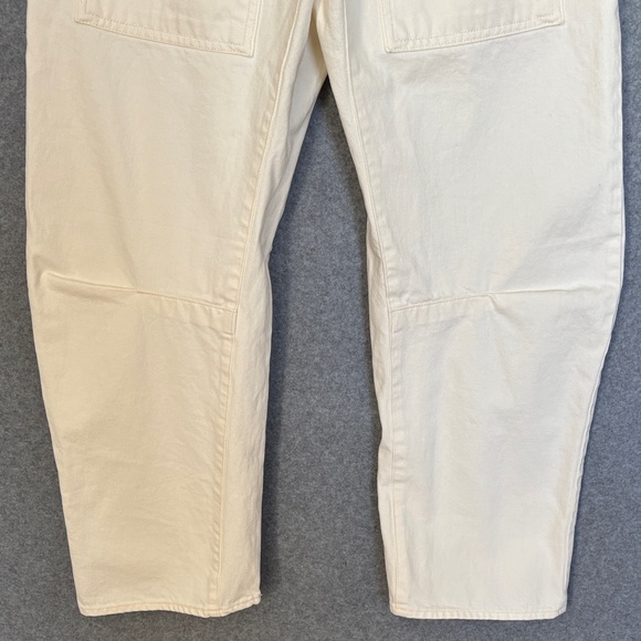 Nili Lotan Shon Denim Barrel Leg Tapered Crop Jean Pant - Size 29 Cream - Picture 6 of 16